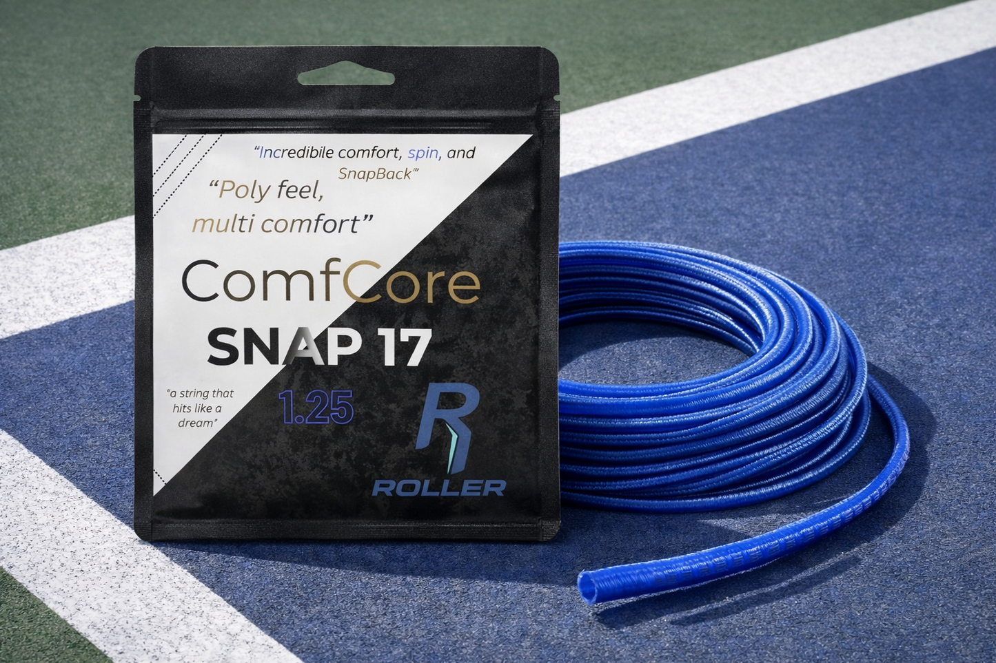 ComfCore SNAP tennis string.